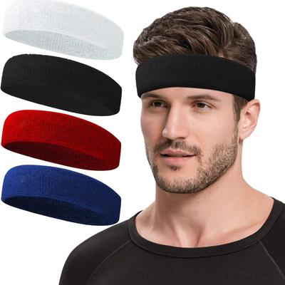 Utomhus Svett Sport Elastisk Bomull Hårband Mode Pannband För Kvinnor Män Enfärgat Löpning Fitness Yoga Hårband Stretch