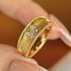 Zhuozhifan S925 Sterling Silver Gold-Plated Brushed Gourd Ring - New Chinese Retro High-End Autumn/Winter 2026 Collection.