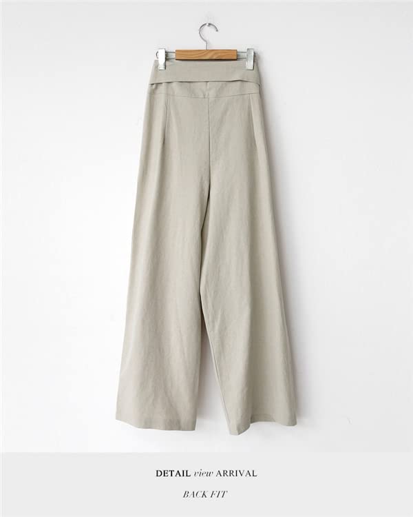 Casual Office Wide Leg Pants Army [JINJUDUO] Women's Pants, Lace-up, Plain, Casual, (L, Green)