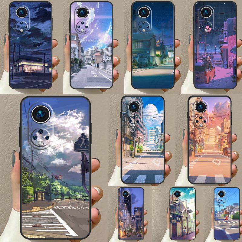 Manga Anime Street For Huawei P20 P30 P40 P60 Pro P Smart Nova 9 5T Honor 70 90 50 Magic5 Lite X7a X9a X8a Case