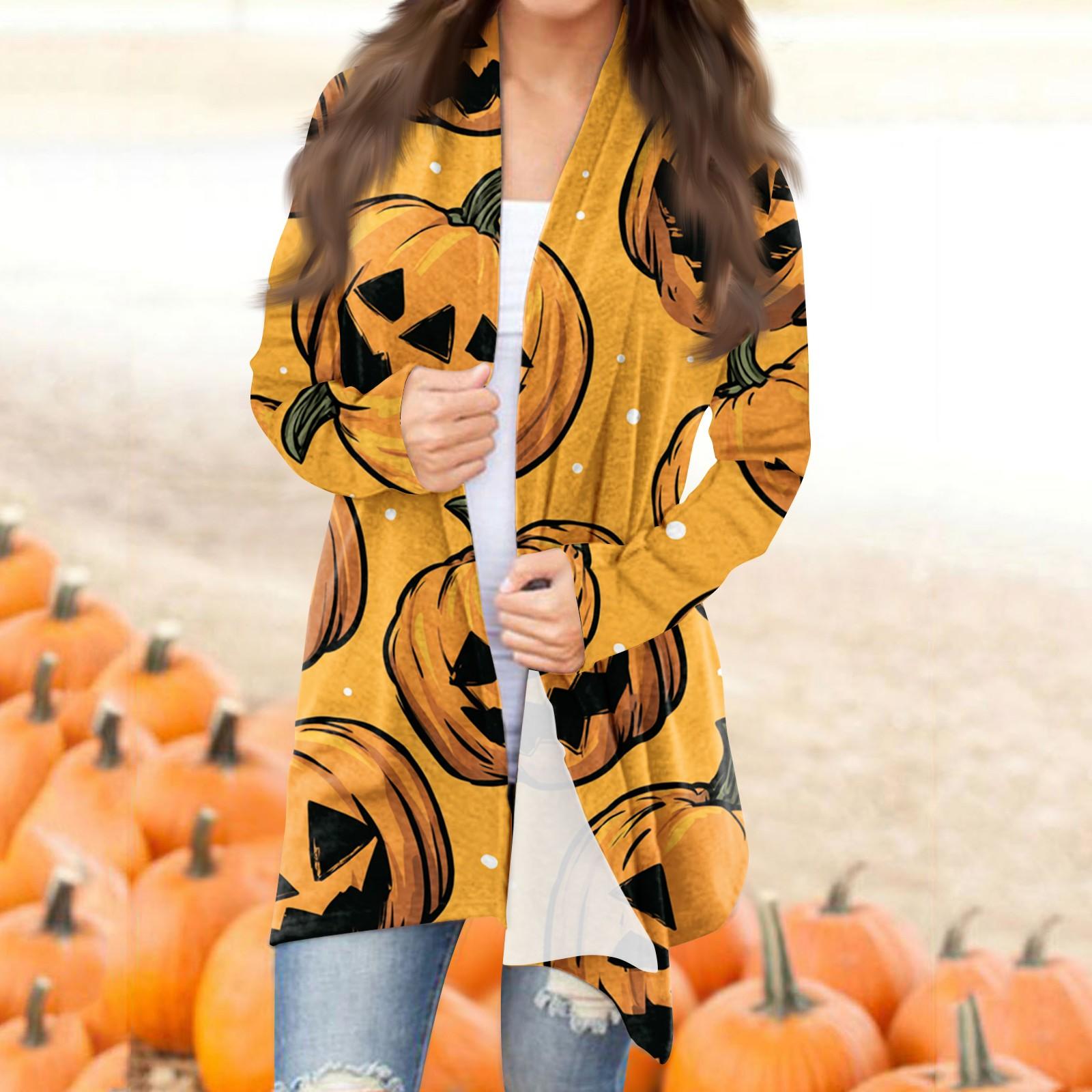 

Жіночий модний повсякденний кардиган середньої довжини на Хеллоуїн із нерівним подолом XXXL помаранчевий
