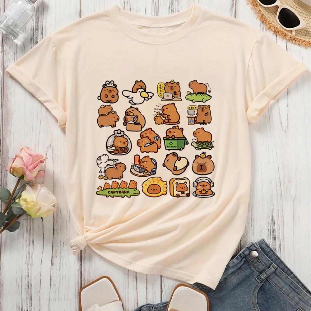 Capybara Kapibara shirt female Breathable kawaii Grunge Trendy top tees Colorful harajuku Y2k Breathable Grunge Comfortable