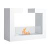 Tisch-Bioethanol-Kamin 2000W aus Edelstahl Geruchlos mit Glas 78 x 25 x 58 cm Weiß