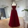 Burgundy suspender A-word bead dress, elegant dinner art exam solo host dress LA10100A