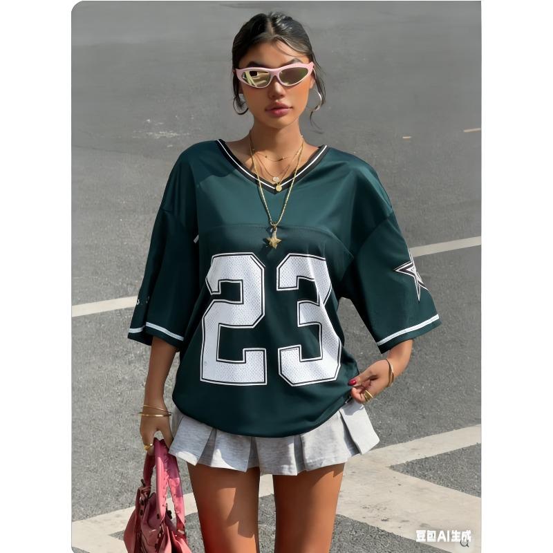 

Casual Minimalist Letter NO.23 Graphic T-Shirt for Women Summer Sports Jersey Suitable for Basketball Games Y2k Ladies Clothes XL