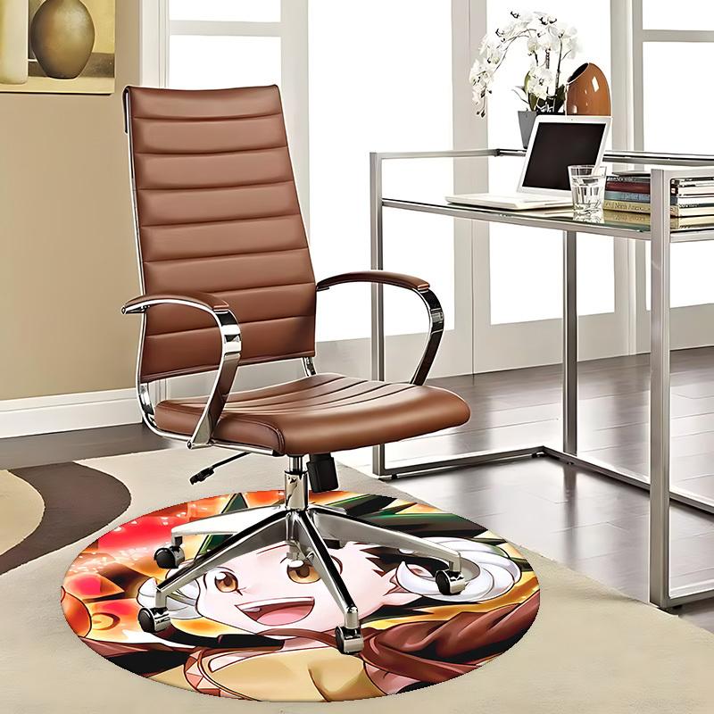 

1pc Anime Cartoon Design Round Carpet - Office Chair Mat, Non-Slip Rug for Home Decor, Living Room, Bedroom, Game Room & Dormitory (Festival Gift).W02 80cm by 80cm
