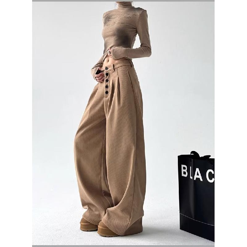 

2026 New Loose-Fit Women s Jeans, Korean Style Trendy Versatile Pants, Summer Thin Wide-Leg Floor-Length Trousers 3XL коричневий