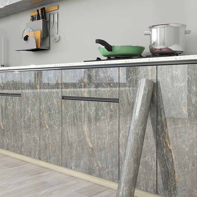 Thickened Waterproof Oilproof Self-Adhesive Marble Vinyl Film Kitchen Cabinet Door Decorative Cover Furniture Renovation Sticker