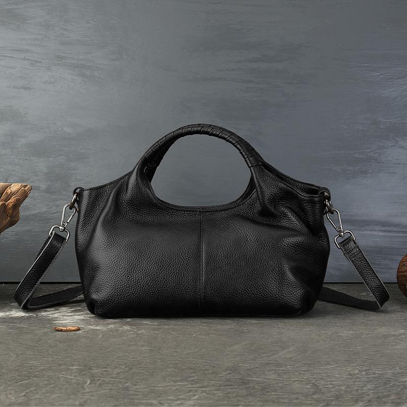 

Сумка ручной работы из натуральной кожи, ретро-повседневная сумка большой вместимости чёрный