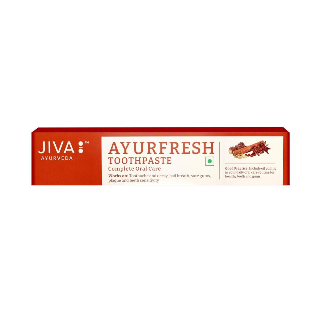 Jiva Ayurfresh tandkräm 100g X 3-pack örttandkräm för frisk andedräkt och tandvärklindring