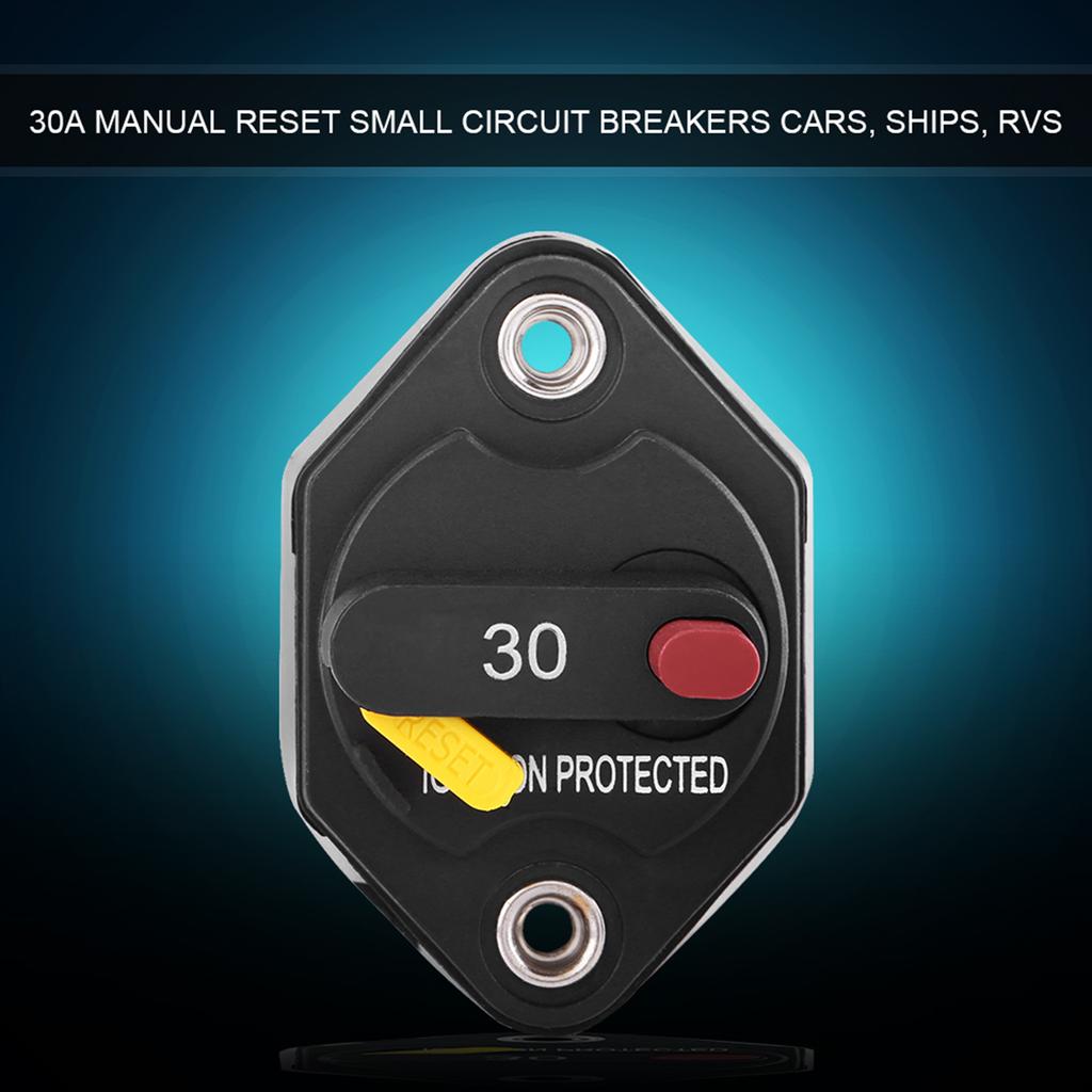 30 Amp Manual Reset Circuit Breaker Switch Car Boat Fuse Holder Waterproof
