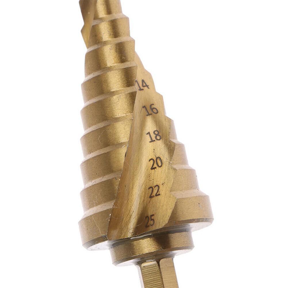 Cone Drill Step Drill Bit No Burr 6 25mm Gold Titanium Coated High Speed Steel Hole Cutter Step Cone Drill Bit Drill Wood