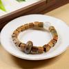 Argentina Green Sandalwood Luminous Stone Square Bead Bracelet In Antique Style – Buddhist Prayer Wenwan for Men and Women