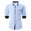 Men's Spring Autumn Men's Fashion Checkered Color Blocked Business Slimming Casual Shirt Long Sleeved Shirt