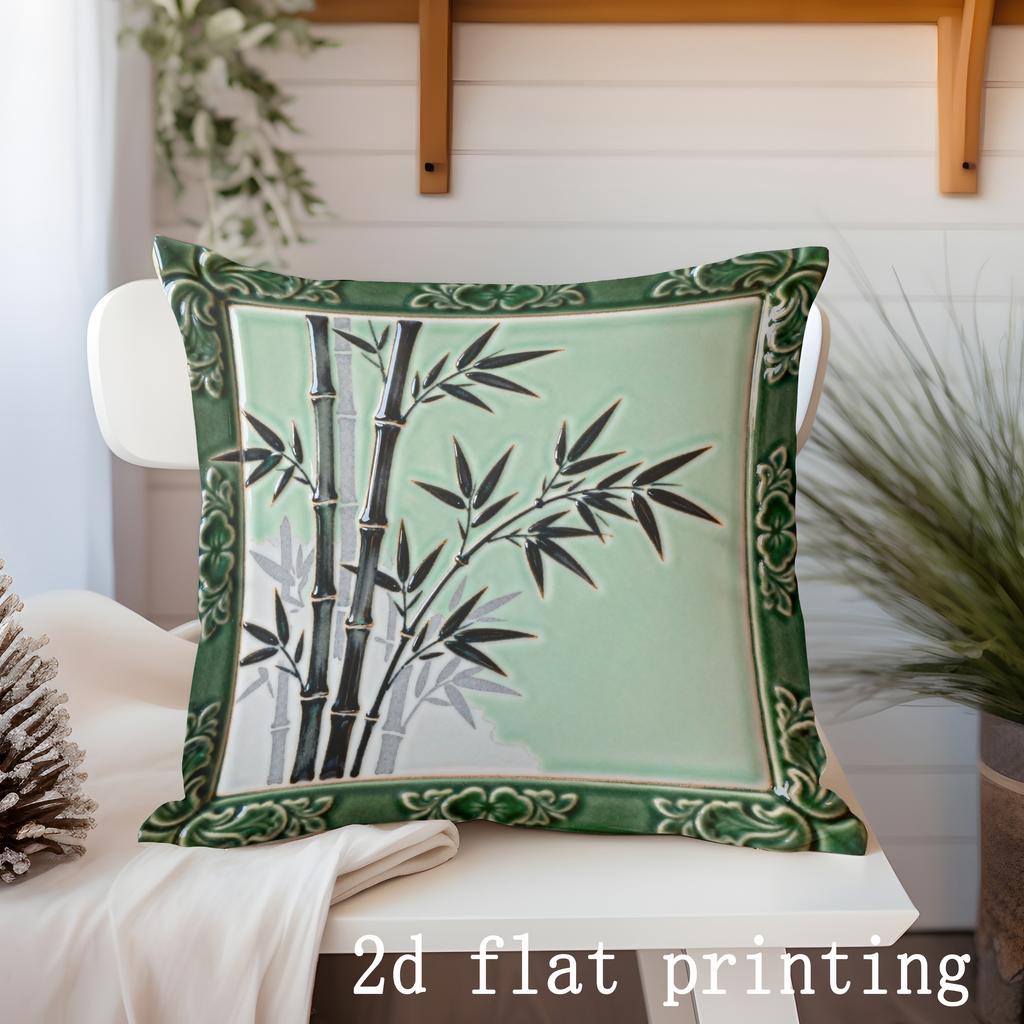 Bamboo Pattern Decorative Square Pillow Cover Pattern Cushion Cover Suitable for Sofa Bedroom Car Pillow Cover