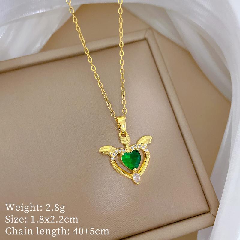 Copper Micro-Inlaid Love Fashion Light Luxury Temperament Gorgeous Full Diamond Necklace Female Versatile Collarbone Chain Titanium Steel