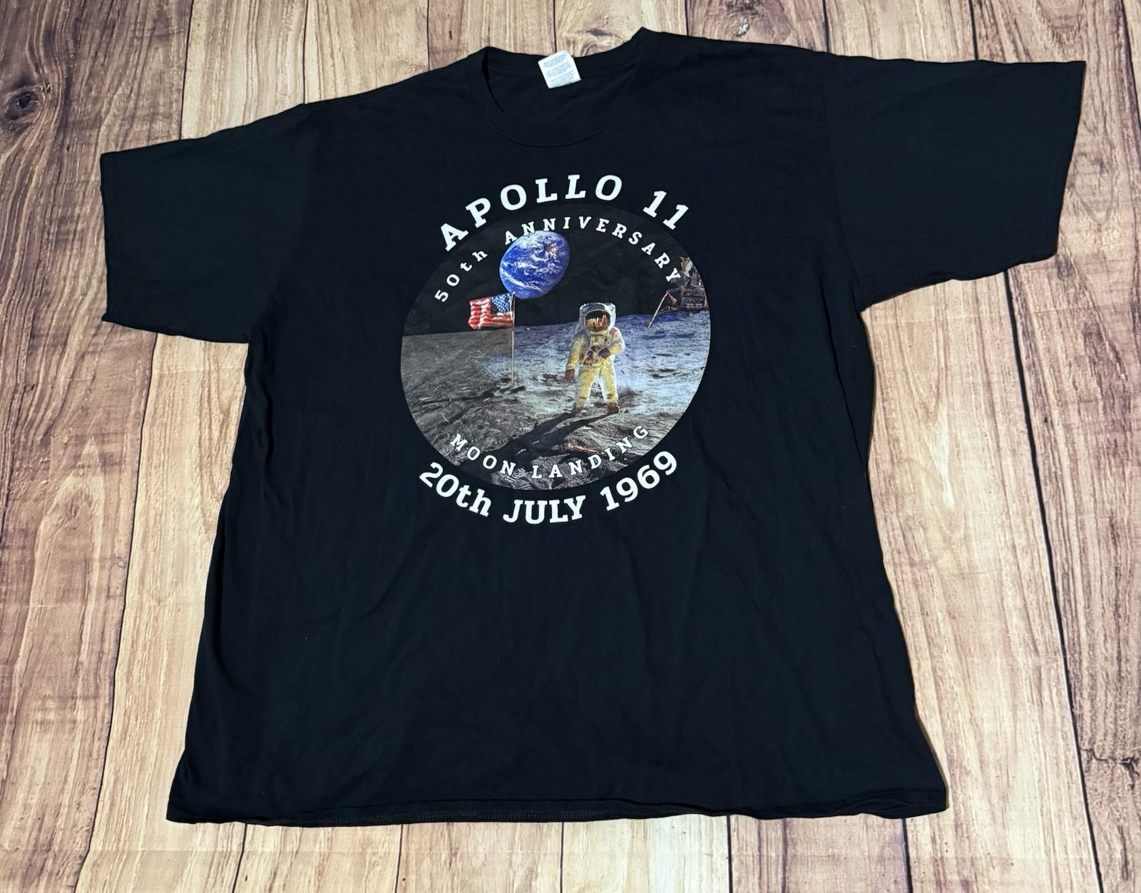NASA 50TH Anniversary 1958-2008 Apollo 11 Black T-Shirt Men’s Size 2XL XXL S