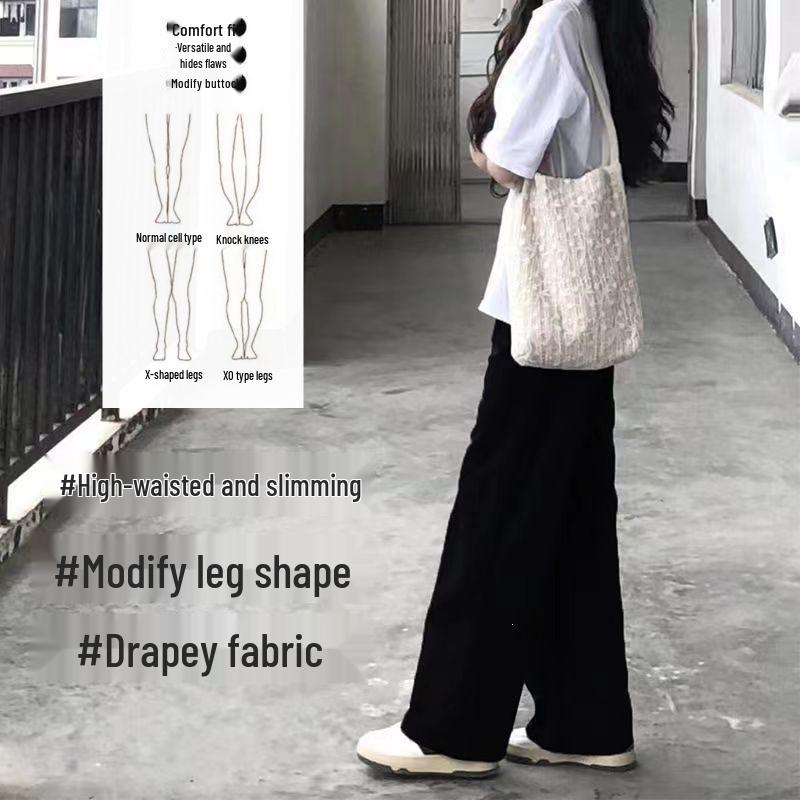 Summer Black Floor-Length Wide-Leg Pants: Slimming, Trendy, and Versatile S