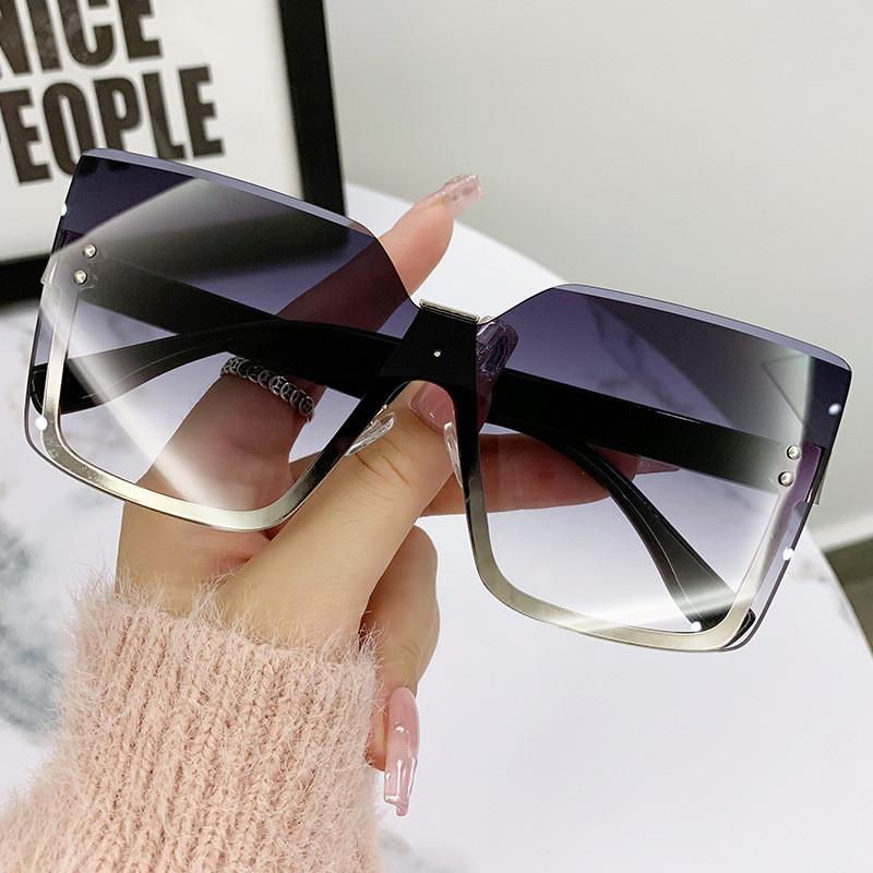 2023 New European And American Style Metal Semi-frame Sunglasses Fashionable Sun Shades Women's Uv400 Eyewear