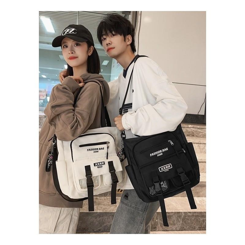 Streetwear Canvas Shoulder Bag For Men With Multiple Pockets For Daily Use
