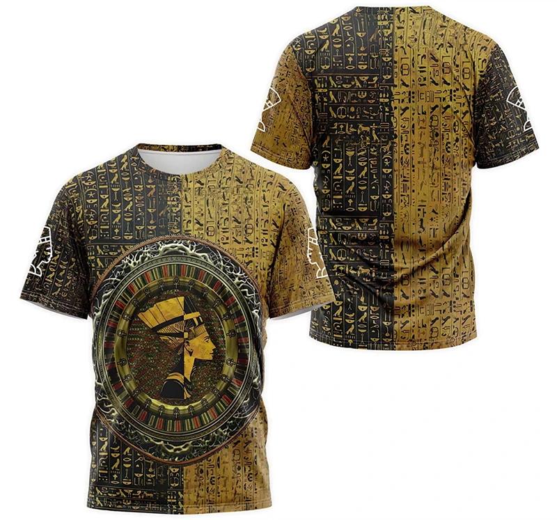 Ancient Egyptian Pharaoh Golden Mask 3D All Over Print Short Sleeve T-Shirt Casual Top