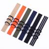 Black Buckle NATO Two-Piece Nylon Watch Strap, Long & Short, Frosted Sandblasted, 18-24mm