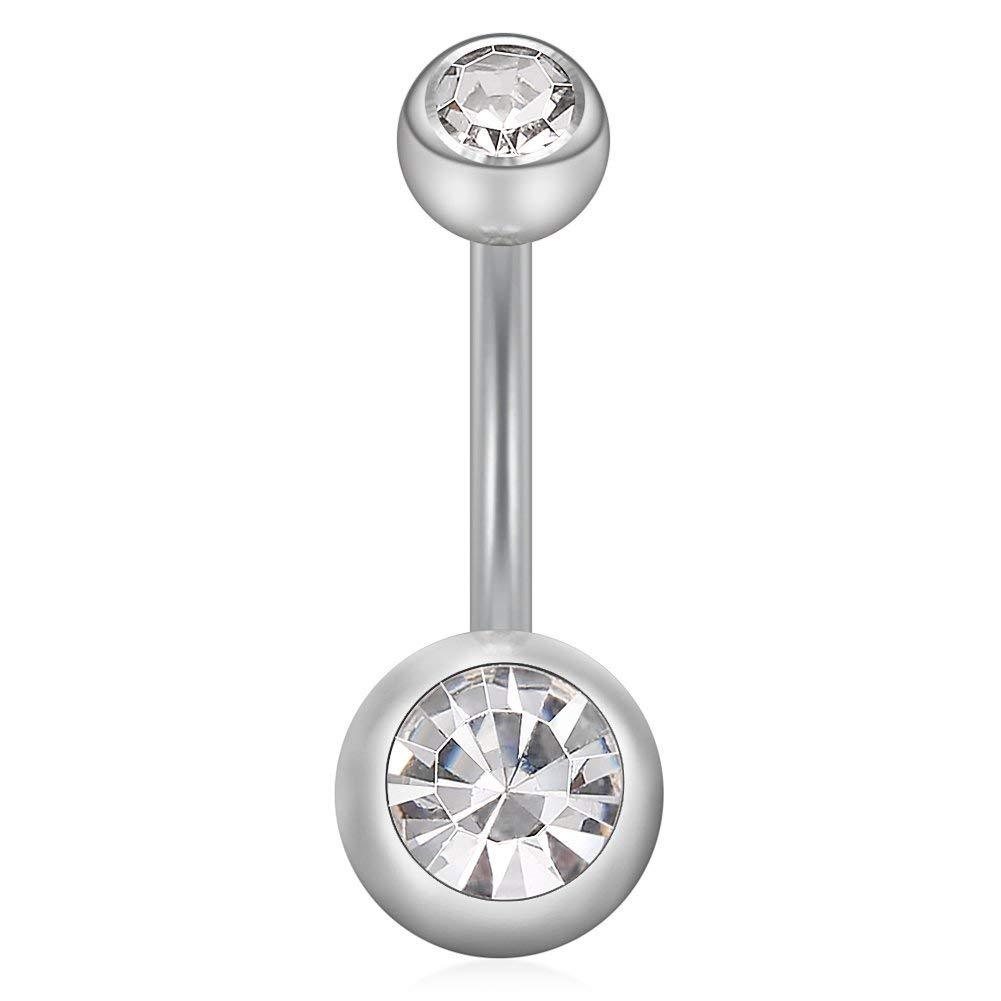 European And American Stainless Steel Double Diamond Navel Navel Navel Ring Color Navel Buckle Sexy Piercing Jewelry Foreign Trade Sources
