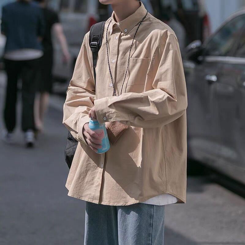 Japanese-Style Boys' White Long-Sleeve Casual Shirt for Spring/Autumn
