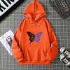 Top Casual Soft Women Hoodie White and Purple Butterfly Personality Funny Women Fashion Wool Hoodie Loose Sports Shirt