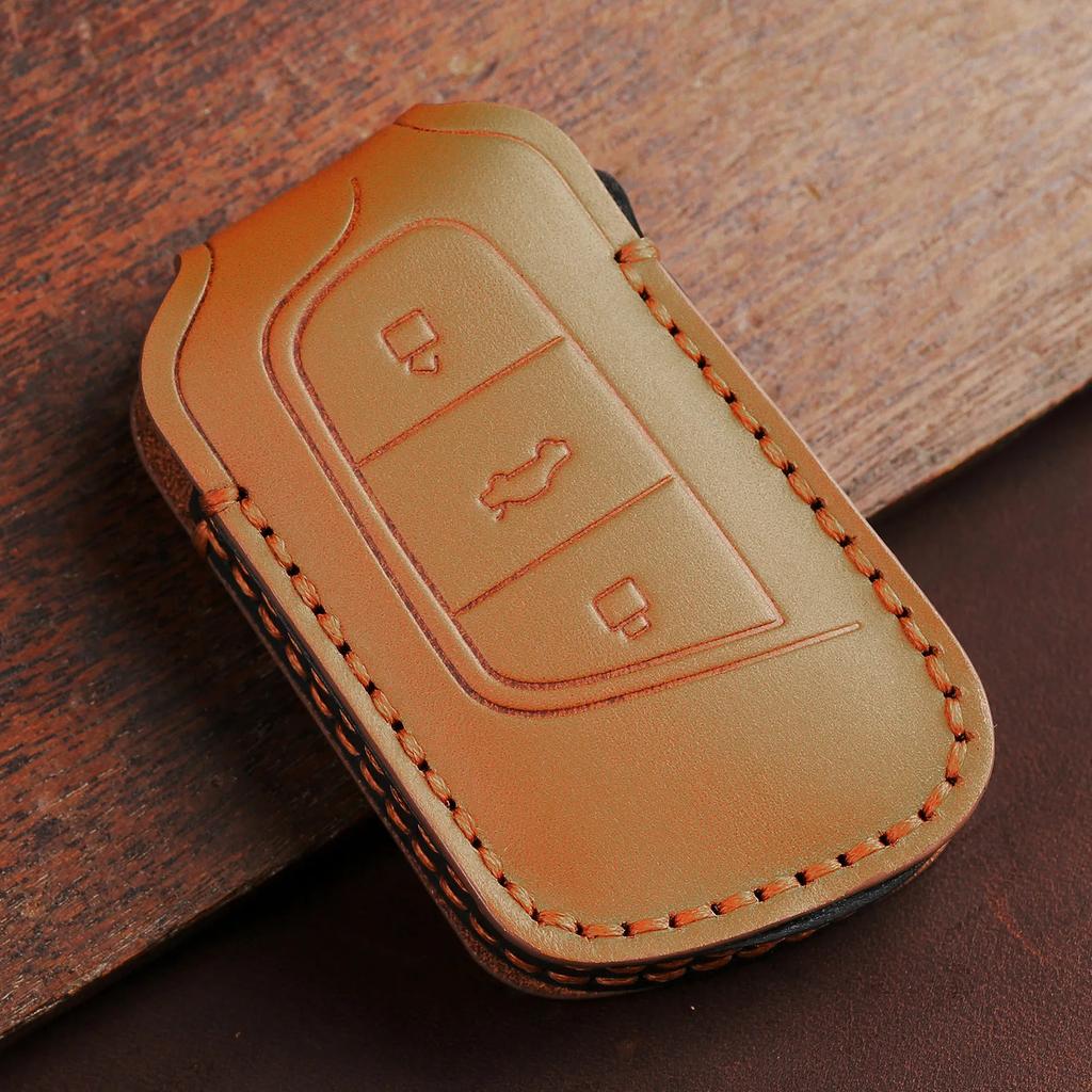 Leather Car Key Cover Keychain Holder Case Protector for Chery Eq1 Little Ant 3button Smart Remote Keyless Go Shell Accessories