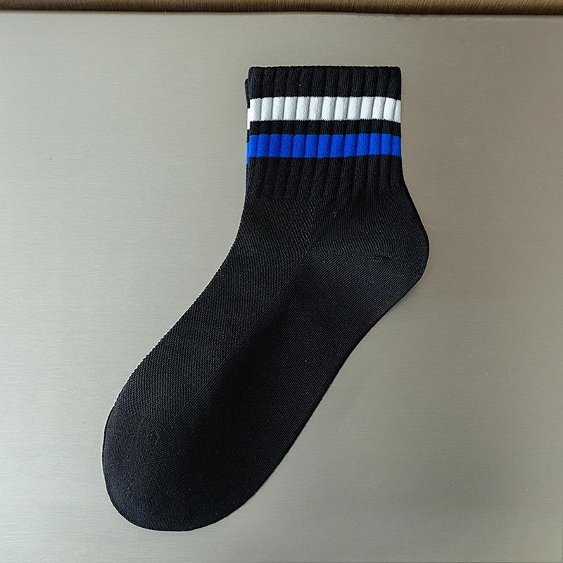 5 Paires de Chaussettes d'Été Fines à Rayures pour Homme, Sport, Basketball, Anti-Transpirantes, Déodorantes, Tube Court