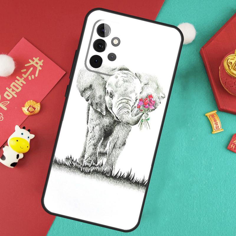 Cute Elephant Case For Samsung Galaxy A52 A32 A12 A14 A34 A54 A51 A71 A53 A33 A13 A15 A25 A35 A55 Cover
