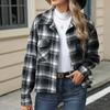 HNXC Moda damska Casual Jesień Zima Kratka Nadruk Długi Rękaw POLO Kardigany
