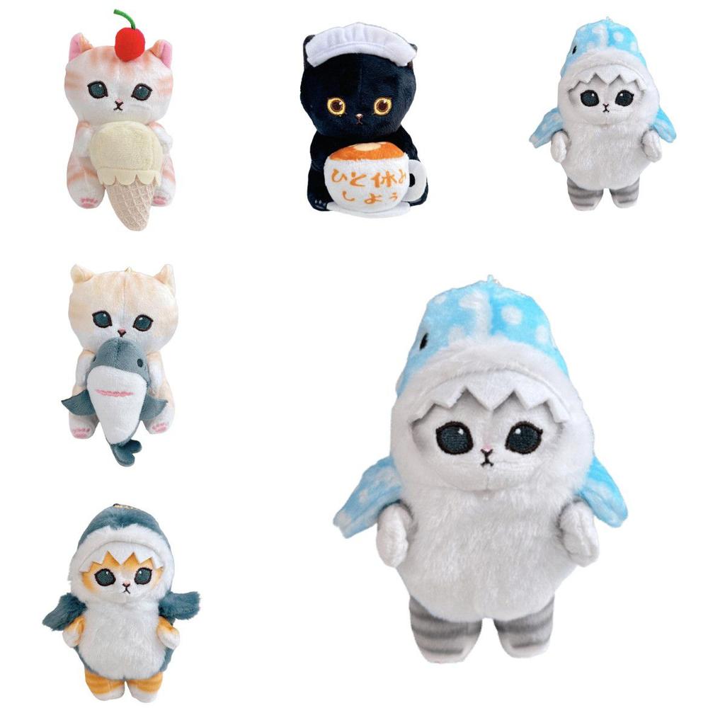 Plush Cat Shark Pendant Toy Soft Doll Fried Shrimp Cat Bag Decor Kid Xmas Gift