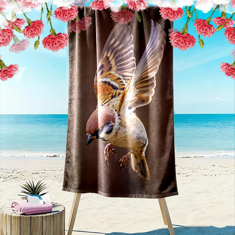 Flying Sparrow Bird Nature Design Beach towel quick-drying for travel outdoor sports jogging beach and swimming
