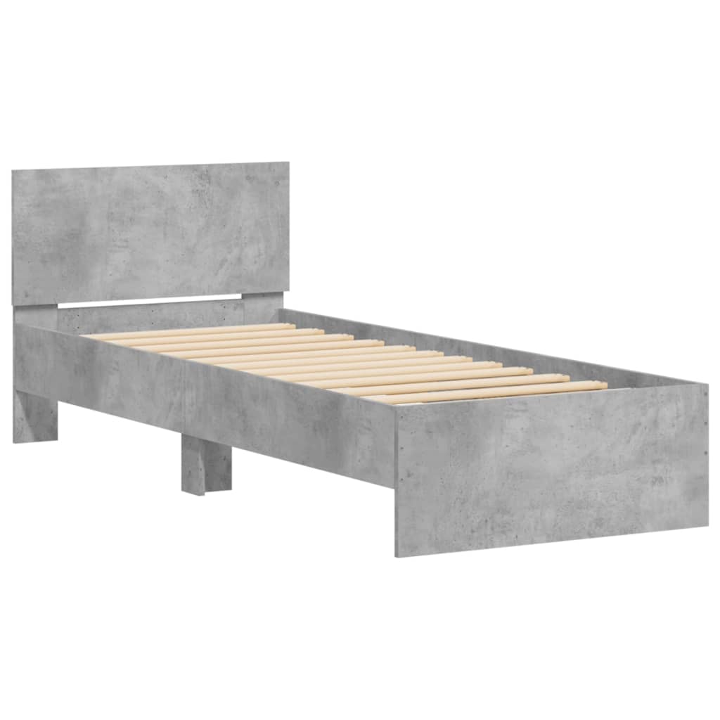 Vidaxl Bed Frame with Headboard, Concrete Grey, 75X190 Cm