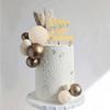 Khaki Kugeln Kuchenaufsatz Boho Gras Kuchenaufsatz Khaki Weiß Gold Perlen Kugeln Happy Birthday Kuchen Dekorationen für Hochzeitsfeier