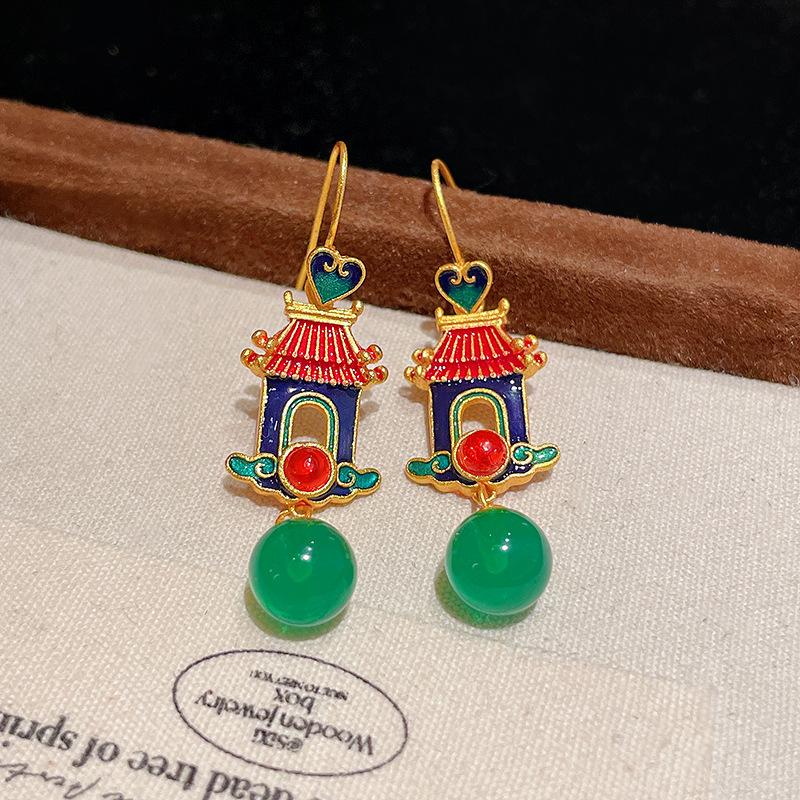 Ethnic style flower fringed earrings niche and versatile Chinese style earrings temperament light luxury high-end earrings women