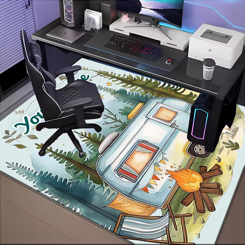 1PC Custom Name Campfire Stories Night Theme Floor Mat Ideal for Living Room, Game Rooms, Office, Bedroom, Floor Mat Playful Design