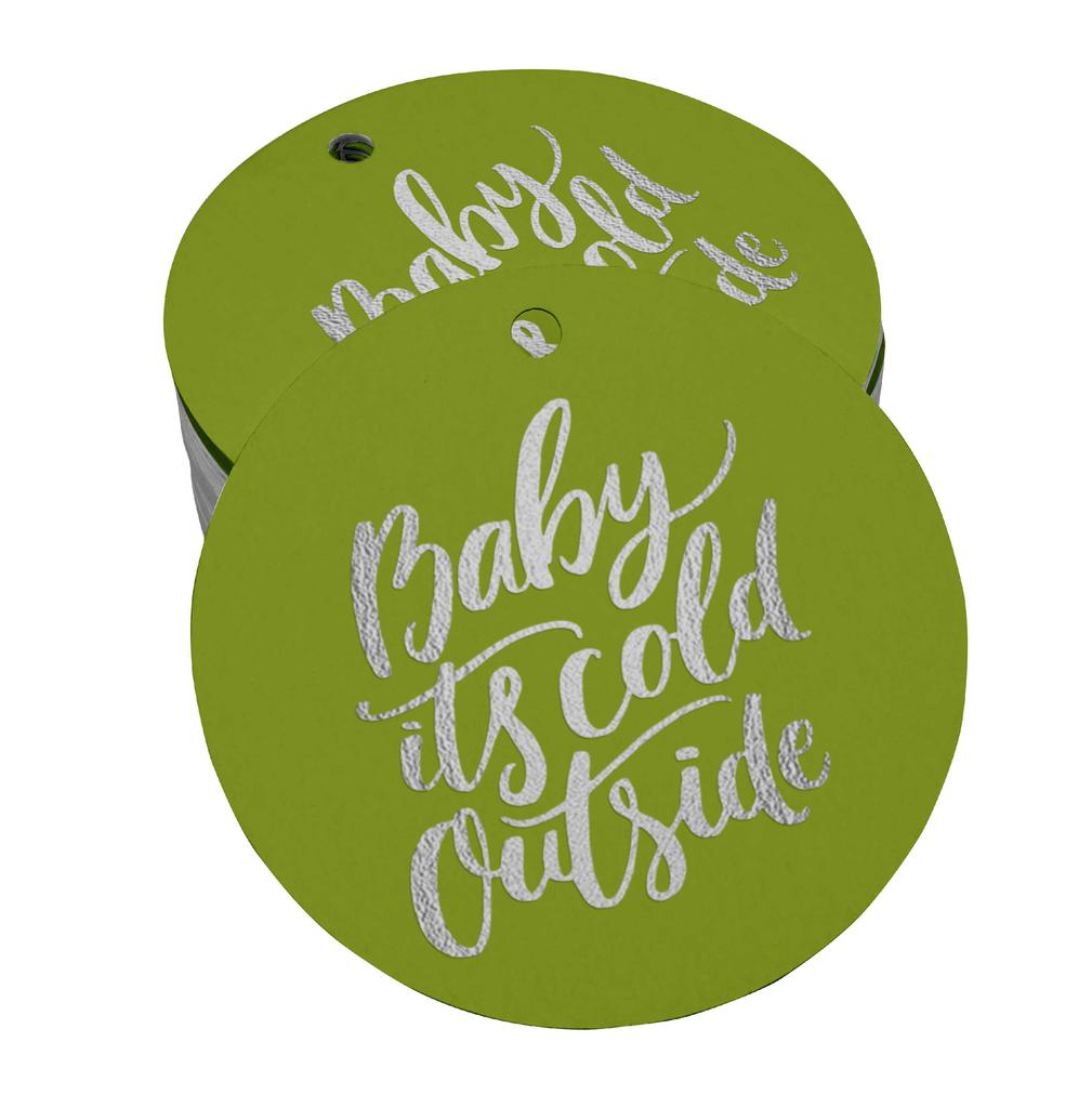 Inkdotpot Real Gold Foil Baby It's Cold Outside Baby Shower Tags Favor Hang Paper Tags 100