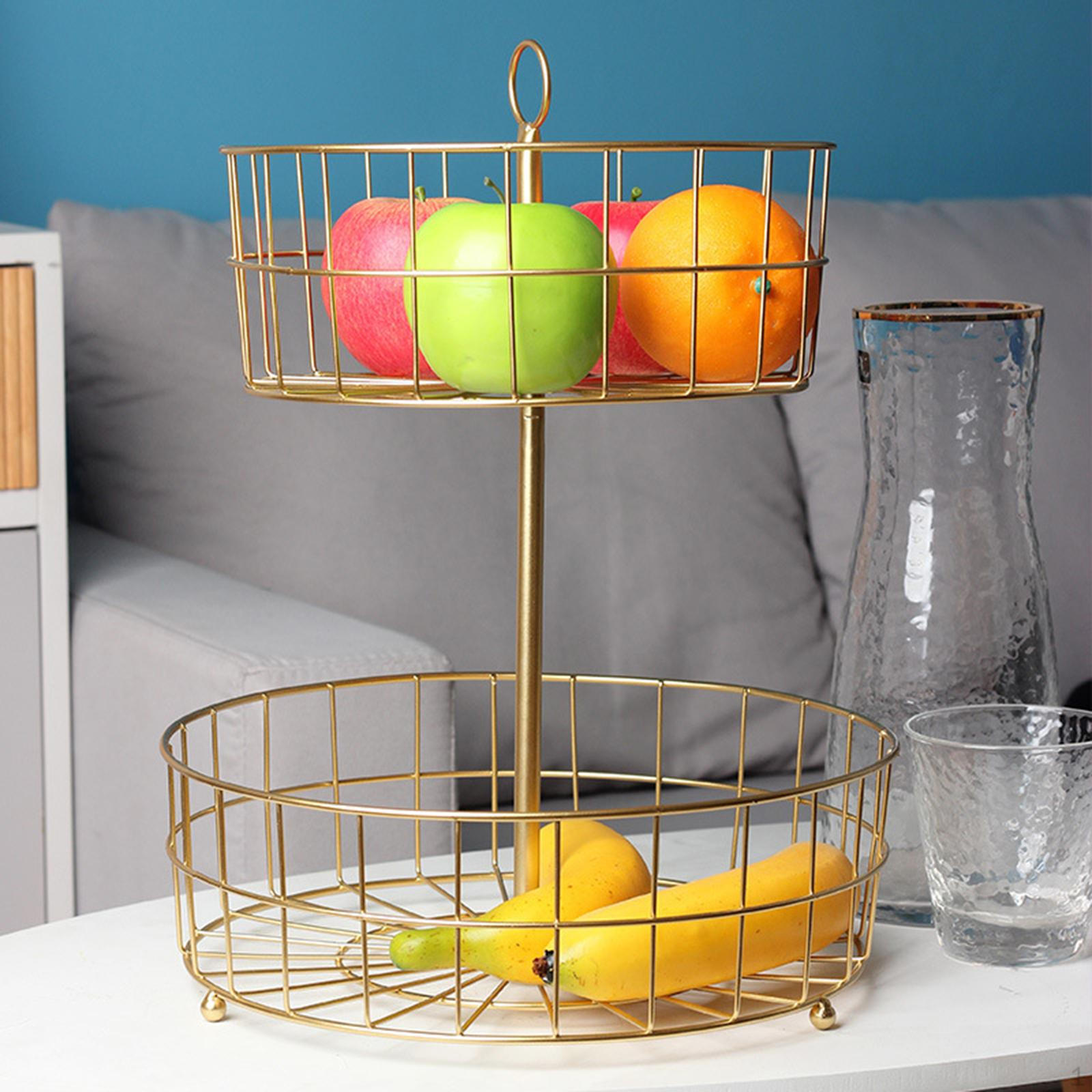 Двухуровневая корзина для фруктов, съемная, с чашей, стойка-органайзер для вечеринки, дома, столешницы Gold