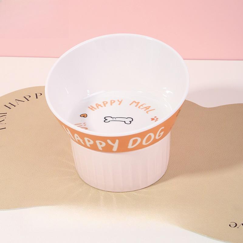 

Bowl Oblique Neck Protection Imitation Porcelain Cat Bowl Dog Bowl Double Layer Removable Drinking Water Feeding Pet Supplies помаранчевий