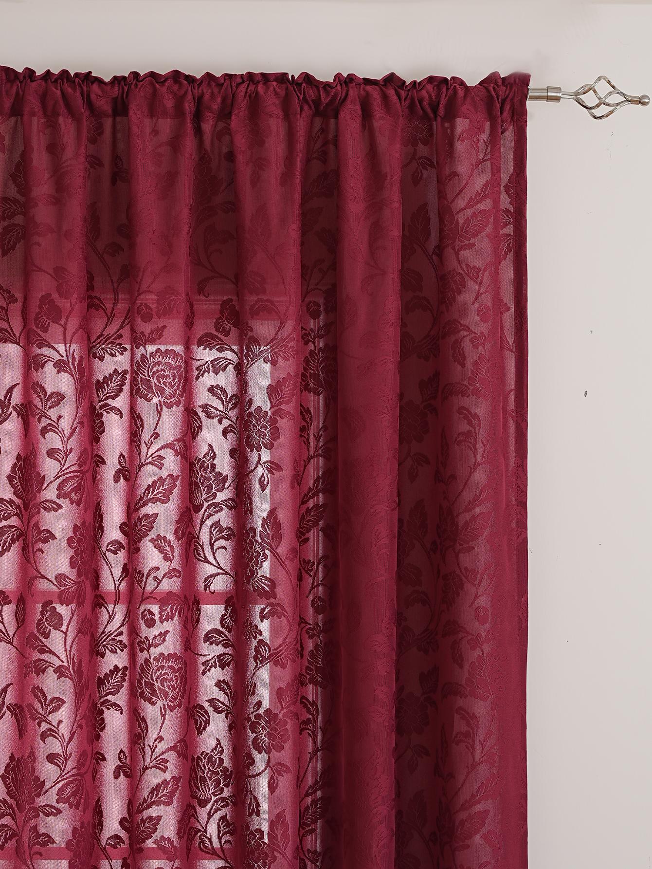 

Red Rose Vintage Lace Curtains for Living Room Bedroom Bay Window Decorative Drapes Gauze Sheer Home Decor 140x100cm 1PC&Fixed Pleat красный