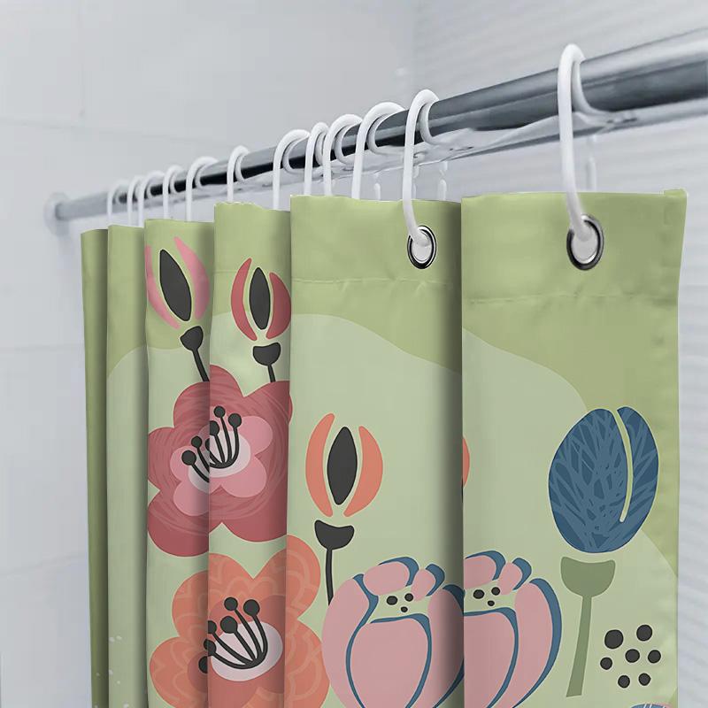Beautiful Colorful Flower Pattern Waterproof Shower Curtain For Bathroom Decor Enhances Space With Nature Inspired Design