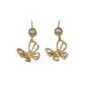 Pearl butterfly earrings women's zircon hollow high-end light luxury earrings exquisite and sweet personality fashion temperament earrings