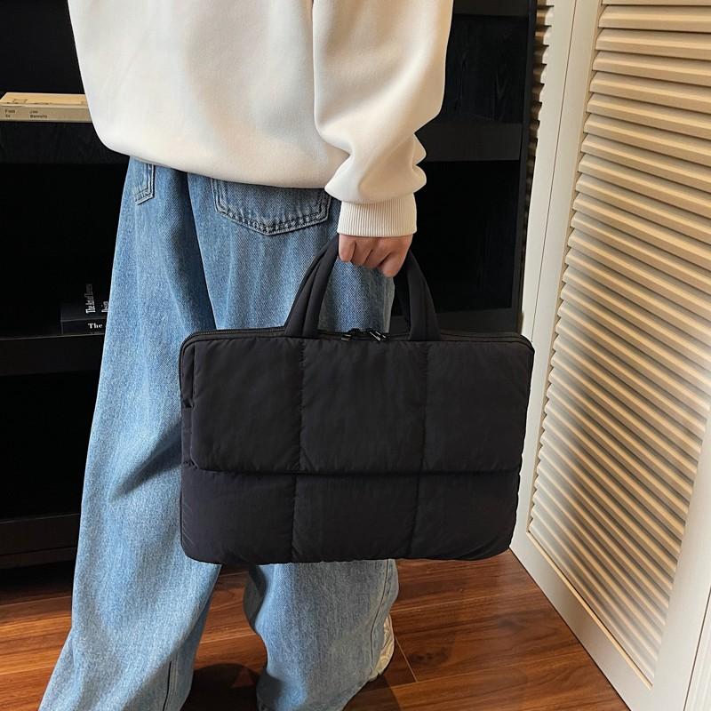 15 Inch Quilted Laptop Case Puffy Laptop Bag with Handle Notebook Bag for Women Men Travel School Work