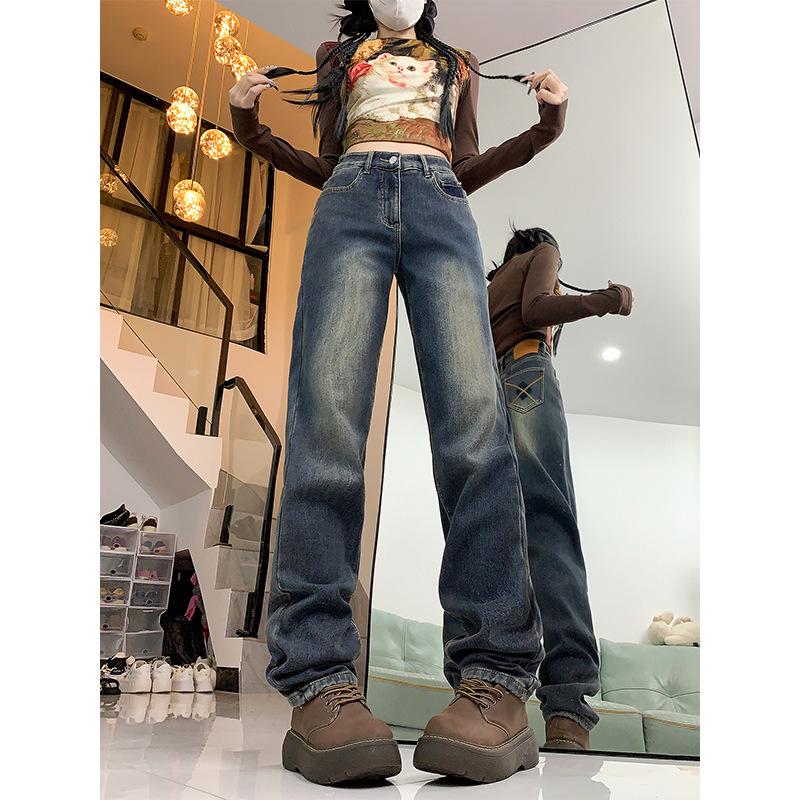 High-Waisted Fleece-Lined Loose Harem Jeans for Women - Plus Size Slimming Dad Pants, 2024 Autumn/Winter Collection