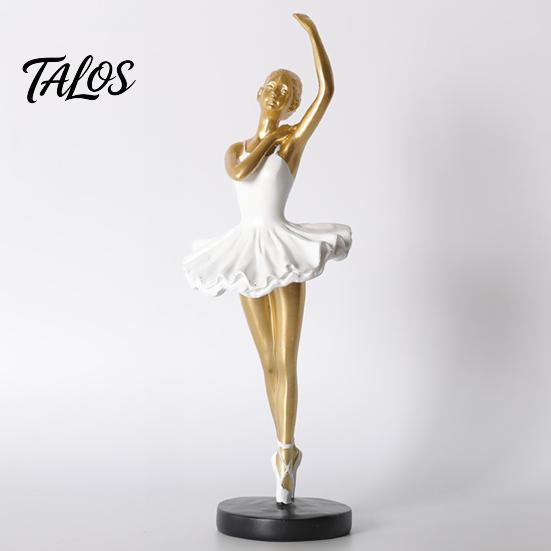 Counterweighted Base Figurine Ballet Dancer Figurine, Ballerina Statue with Stable Round Base, Resin Literary Home Decoration Figurines, Elegant