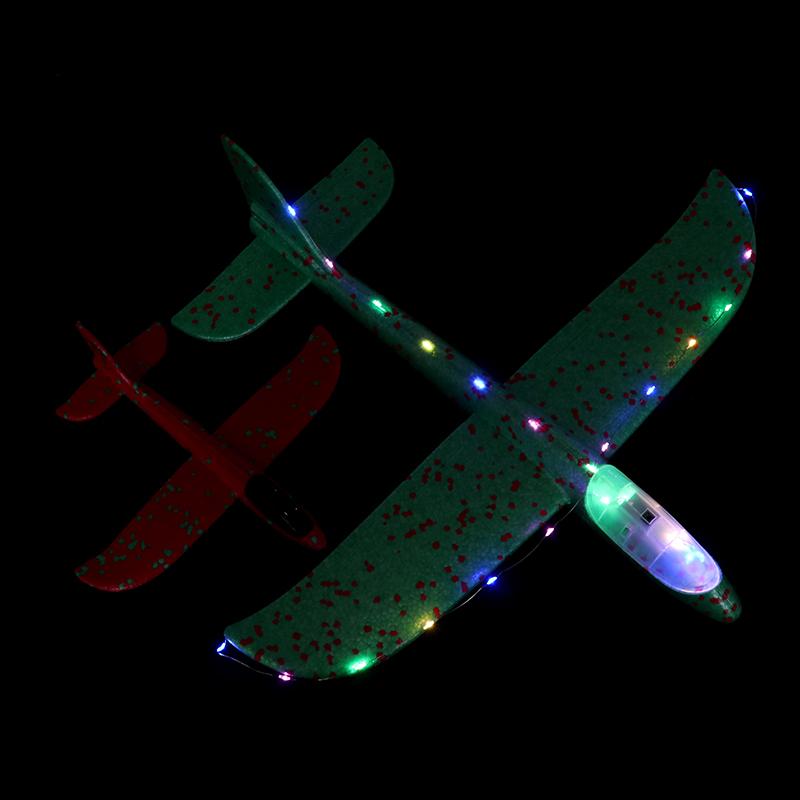 1 Set Outdoor Game Aircraft Model 24/48Cm Foam Plane Kits Flying Glider Toy With Led Light Hand Throw Airplane Toys For Kids