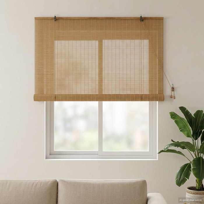 Store enrouleur - MAISON EXCLUSIVE - Bambou 130 x 160 cm - Marron - Bambou naturel - Tamisant